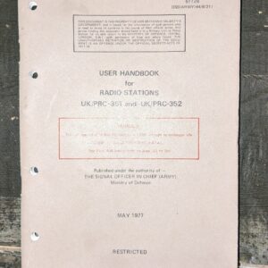 USER HANDBOOK for RADIO STATIONS UK/PRC-351 AND UK/PRC-352 - US - Format A5